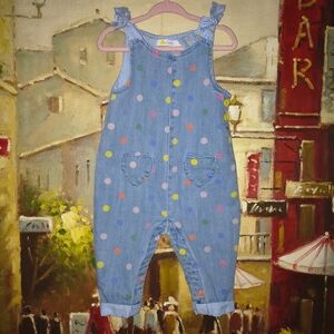 Baby Boden Colorful Polka Dot Overalls